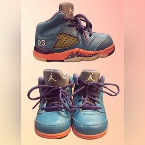 Vintage Jordan Retro Tropical Teal, Pink and purple Sneakers  toddler size 4C